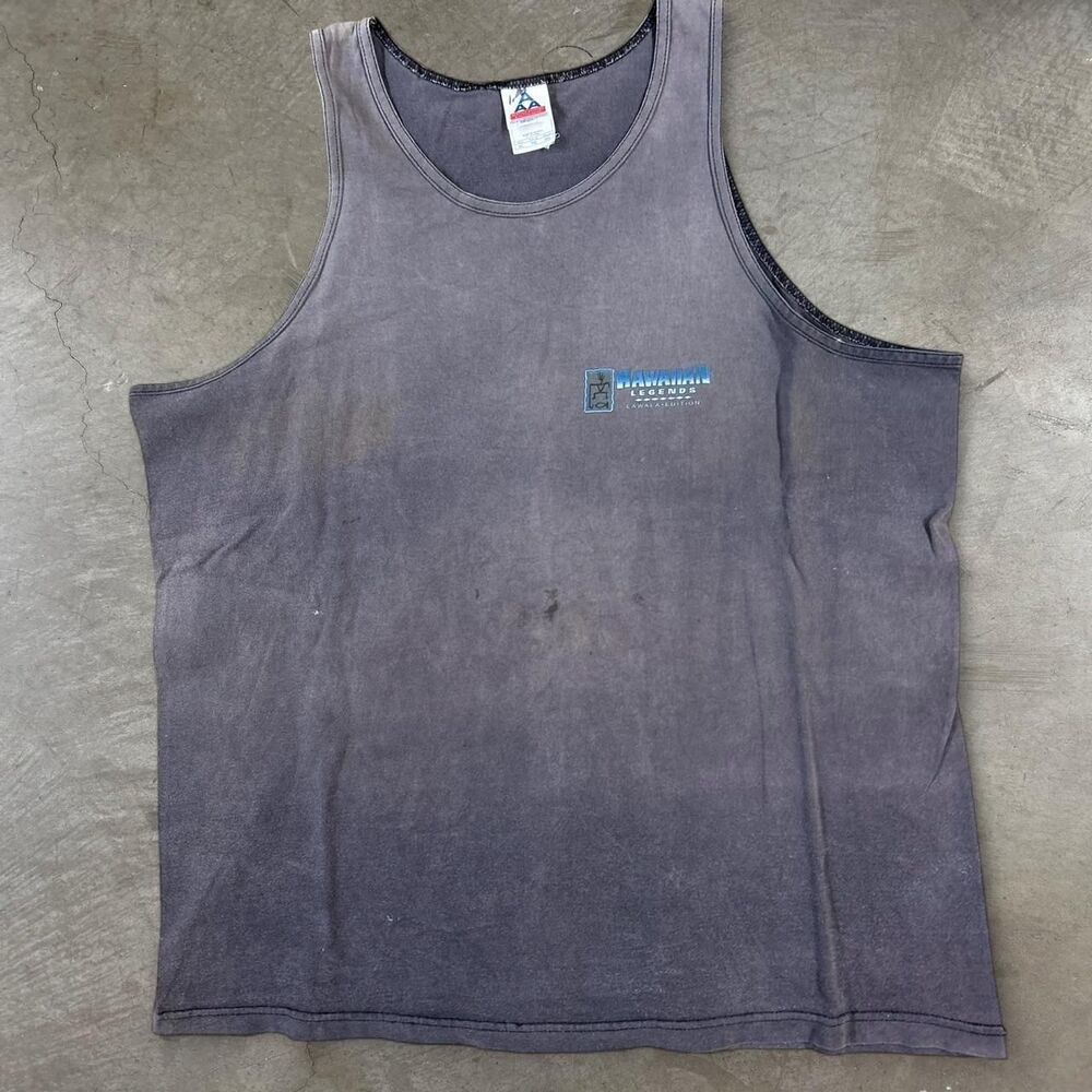 Vintage 90s Hawaiian Legends Ahi fish black sun faded tank top